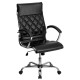 High Back Designer Black Leather Executive Office Chair with Chrome Base