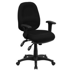 Mid-Back Multi-Functional Black Fabric Swivel Computer Chair