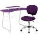 Purple Computer Desk with Monitor Platform and Mesh Chair
