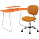 Orange Computer Desk with Monitor Platform and Mesh Chair