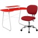 Red Computer Desk with Monitor Platform and Mesh Chair