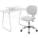 White Computer Desk with Monitor Platform and Mesh Chair