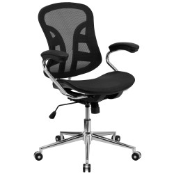 Mid-Back Black Mesh Computer Chair with Chrome Base