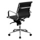 Mid-Back Black Ribbed Upholstered Leather Conference Chair