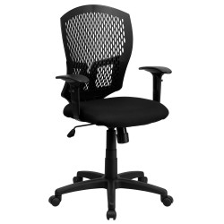 Mid-Back Designer Back Task Chair with Padded Fabric Seat and Arms