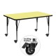 Mobile 24''W x 48''L Rectangular Activity Table with Yellow Thermal Fused Laminate Top and Height Adjustable Pre-School Legs