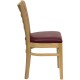 Natural Wood Finished Ladder Back Wooden Restaurant Chair - Burgundy Vinyl Seat