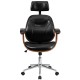 High Back Black Leather Executive Wood Office Chair