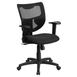 Galaxy Mid-Back Designer Back Task Chair with Adjustable Height Arms and Padded Fabric Seat
