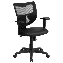 Galaxy Mid-Back Designer Back Task Chair with Adjustable Height Arms and Padded Leather Seat