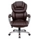 High Back Brown Leather Executive Office Chair with Leather Padded Loop Arms