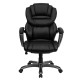 High Back Black Leather Executive Office Chair with Leather Padded Loop Arms