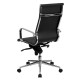 High Back Black Ribbed Upholstered Leather Executive Office Chair