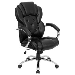 High Back Transitional Style Black Leather Executive Office Chair