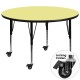 Mobile 42'' Round Activity Table with Yellow Thermal Fused Laminate Top and Height Adjustable Pre-School Legs
