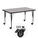 Mobile 30''W x 48''L Rectangular Activity Table with Grey Thermal Fused Laminate Top and Height Adjustable Pre-School Legs
