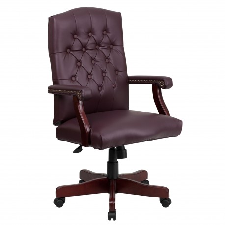 Martha Washington Burgundy Leather Executive Swivel Chair