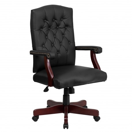 Martha Washington Black Leather Executive Swivel Chair