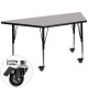 Mobile 30''W x 60''L Trapezoid Activity Table with Grey Thermal Fused Laminate Top and Height Adjustable Pre-School Legs