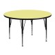 48'' Round Activity Table with Yellow Thermal Fused Laminate Top and Height Adjustable Pre-School Legs