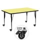 Mobile 30''W x 60''L Rectangular Activity Table with Yellow Thermal Fused Laminate Top and Height Adjustable Pre-School Legs