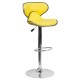 Contemporary Cozy Mid-Back Yellow Vinyl Adjustable Height Bar Stool with Chrome Base
