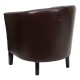 Brown Leather Barrel Shaped Guest Chair
