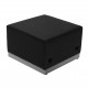 Inspiration Collection Black Leather Ottoman with Brushed Stainless Steel Base
