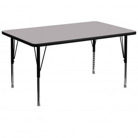 36''W x 72''L Rectangular Activity Table with Grey Thermal Fused Laminate Top and Height Adjustable Pre-School Legs