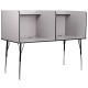 Double Wide Study Carrel with Adjustable Legs and Top Shelf in Nebula Grey Finish