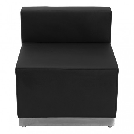 Inspiration Collection Black Leather Chair with Brushed Stainless Steel Base