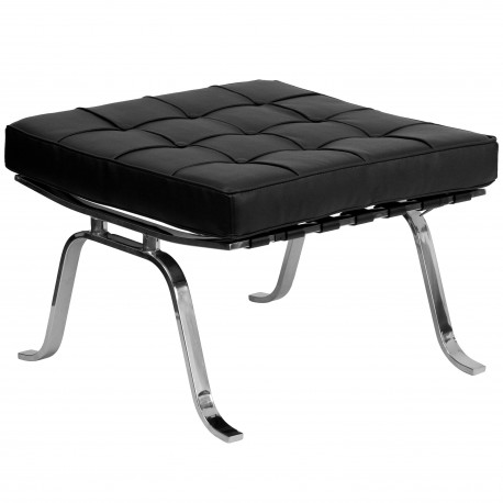 Friendly Collection Black Leather Ottoman