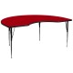 48''W x 96''L Kidney Shaped Activity Table with Red Thermal Fused Laminate Top and Standard Height Adjustable Legs