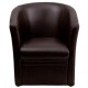 Brown Leather Barrel-Shaped Guest Chair