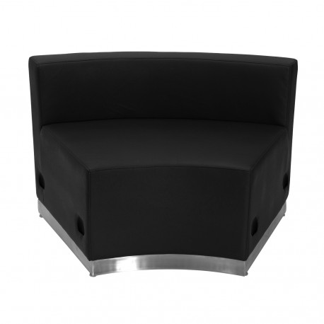 Inspiration Collection Black Leather Concave Chair with Brushed Stainless Steel Base