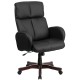 High Back Black Leather Executive Office Chair with Fully Upholstered Arms