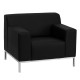 Basal Collection Contemporary Black Leather Chair with Stainless Steel Frame