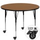Mobile 60'' Round Activity Table with Oak Thermal Fused Laminate Top and Standard Height Adjustable Legs