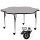 Mobile 60'' Flower Shaped Activity Table with Grey Thermal Fused Laminate Top and Standard Height Adjustable Legs