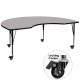 Mobile 48''W x 96''L Kidney Shaped Activity Table with Grey Thermal Fused Laminate Top and Height Adjustable Pre-School Legs