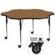 Mobile 60'' Flower Shaped Activity Table with Oak Thermal Fused Laminate Top and Standard Height Adjustable Legs