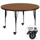 Mobile 60'' Round Activity Table with Oak Thermal Fused Laminate Top and Height Adjustable Pre-School Legs
