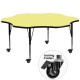 Mobile 60'' Flower Shaped Activity Table with Yellow Thermal Fused Laminate Top and Height Adjustable Pre-School Legs