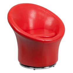 Red Leather Swivel Reception Chair