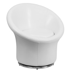 White Leather Swivel Reception Chair