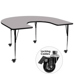 Mobile 60''W x 66''L Horseshoe Activity Table with Grey Thermal Fused Laminate Top and Standard Height Adjustable Legs