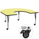Mobile 60''W x 66''L Horseshoe Activity Table with Yellow Thermal Fused Laminate Top and Height Adjustable Pre-School Legs