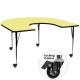 Mobile 60''W x 66''L Horseshoe Activity Table with Yellow Thermal Fused Laminate Top and Standard Height Adjustable Legs