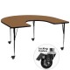 Mobile 60''W x 66''L Horseshoe Activity Table with Oak Thermal Fused Laminate Top and Standard Height Adjustable Legs