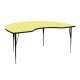 48''W x 72''L Kidney Shaped Activity Table with Yellow Thermal Fused Laminate Top and Standard Height Adjustable Legs